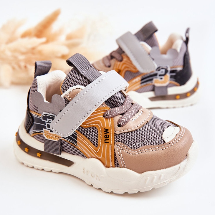 PJ2 Dětská látková sportovní obuv šedohnědá Nathine hnědý šedá 2