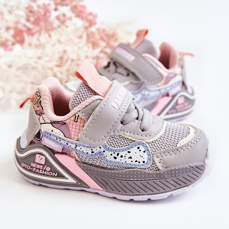 PJ2 Dětské lehké sportovní boty šedé Snoopy růžový 2