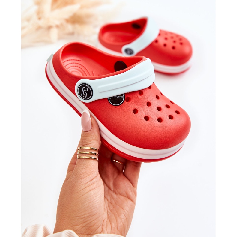 Pohodlné dětské pantofle Crocs Red Colly červený 1