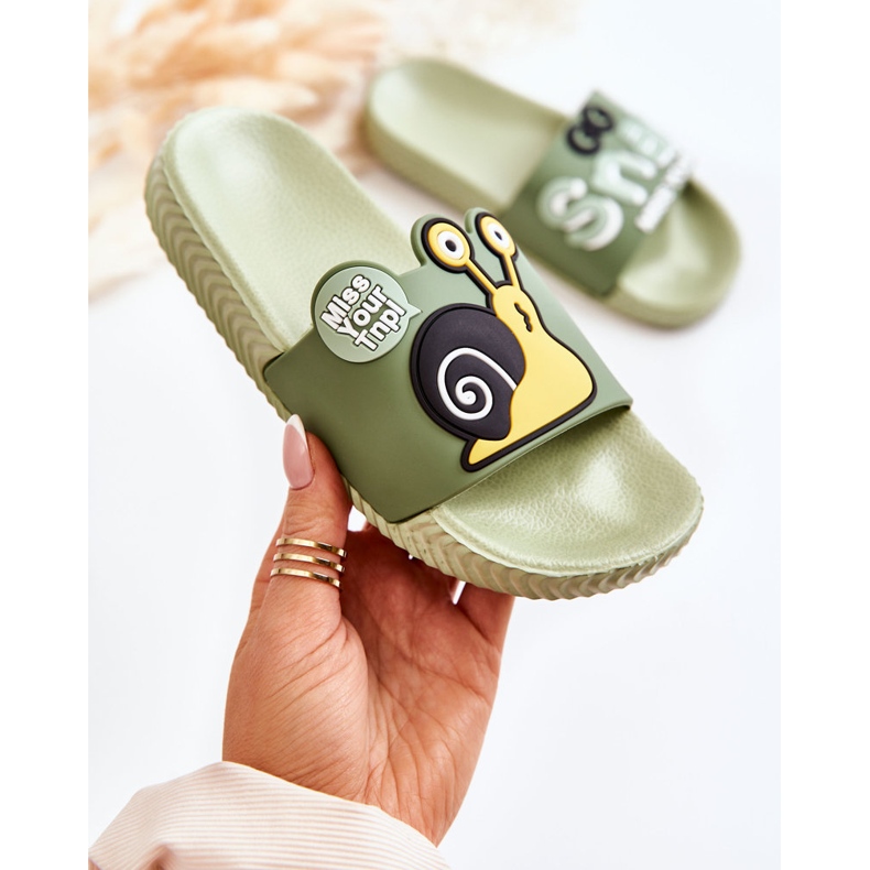 Lehké dětské zelené šnečí pantofle zelený 1