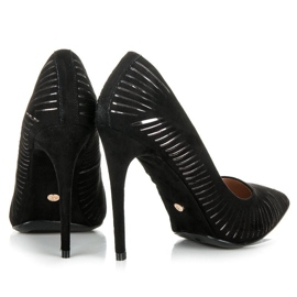 Seastar Semišové lodičky ve vysokém lesku černý 2