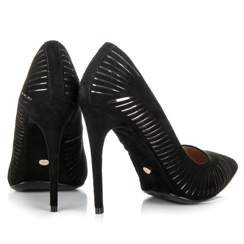 Seastar Semišové lodičky ve vysokém lesku černá 2