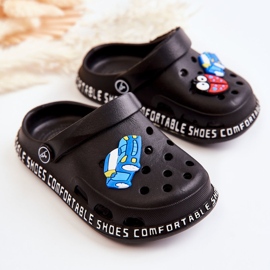 Dětské lehké pantofle Kroks s černou ozdobou Bertis černá 2