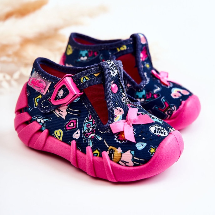 BEFADO S.A. Befado Supergirl Pantofle s mašlí 110P456 Navy Blue námořnická modř 2