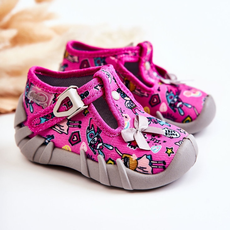 BEFADO S.A. Befado Supergirl Pantofle S Mašlí 110P457 Růžovo-šedé růžový 1