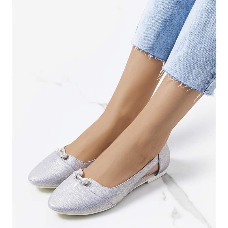 Raglánové poloprůhledné stříbrné baleríny stříbrný 1