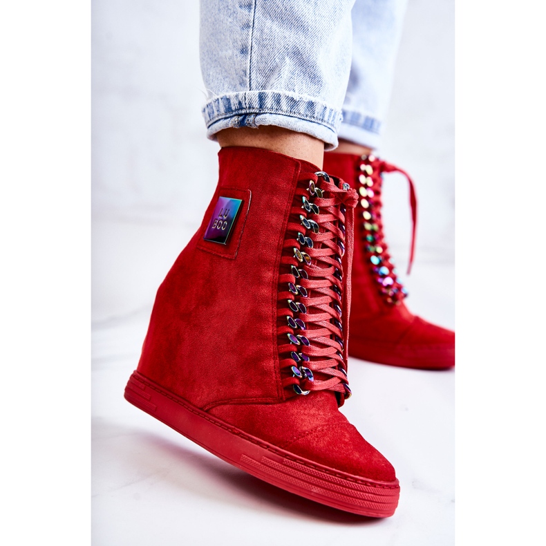 Dámské tenisky Lu Boo s řetízky Suede Multi-Red Monica červené 2