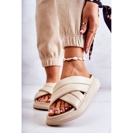 Dámské kožené pantofle La.Fi Beige Silla béžový 1