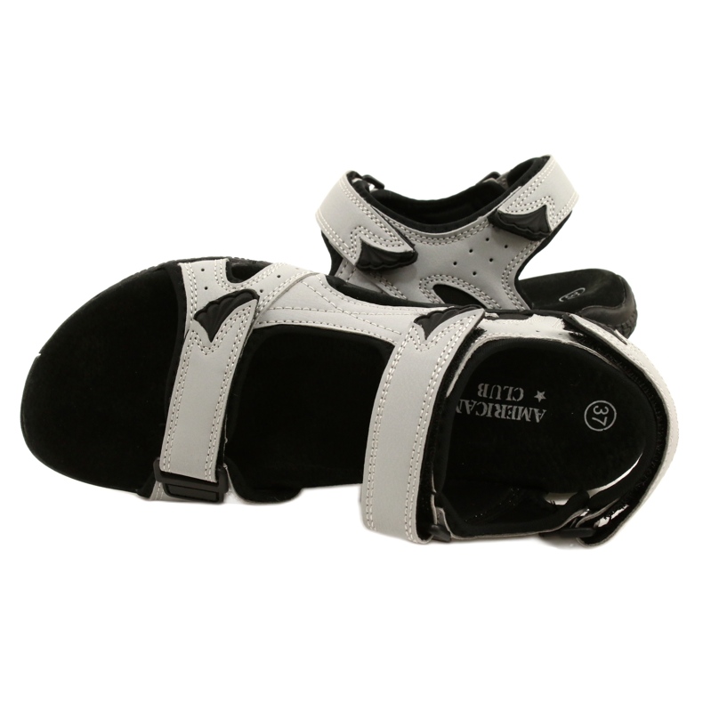 Sandály American Club HL53 / 22 s koženou vložkou LT.Grey šedá 4