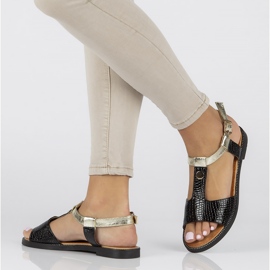 Černé sandály Filippo DS2099 / 22 Bk černá zlatý 1