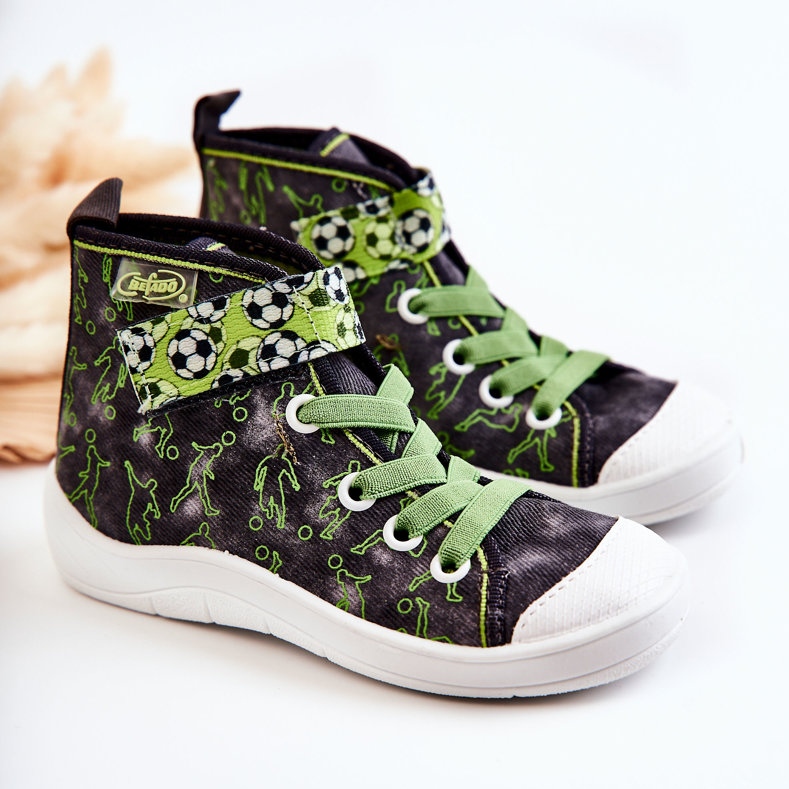 BEFADO S.A. Vysoké dětské tenisky Football Befado 268X070 šedo-zelené zelená 1