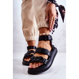 Kožené Sandály S řetízkem La.Fi Černá Alissia 1