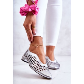 PA2 Elegantní kožené prolamované boty Ismena stříbrný 1