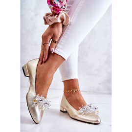 PA2 Kožené baleríny s elegantním zlatým zdobením Millany 2