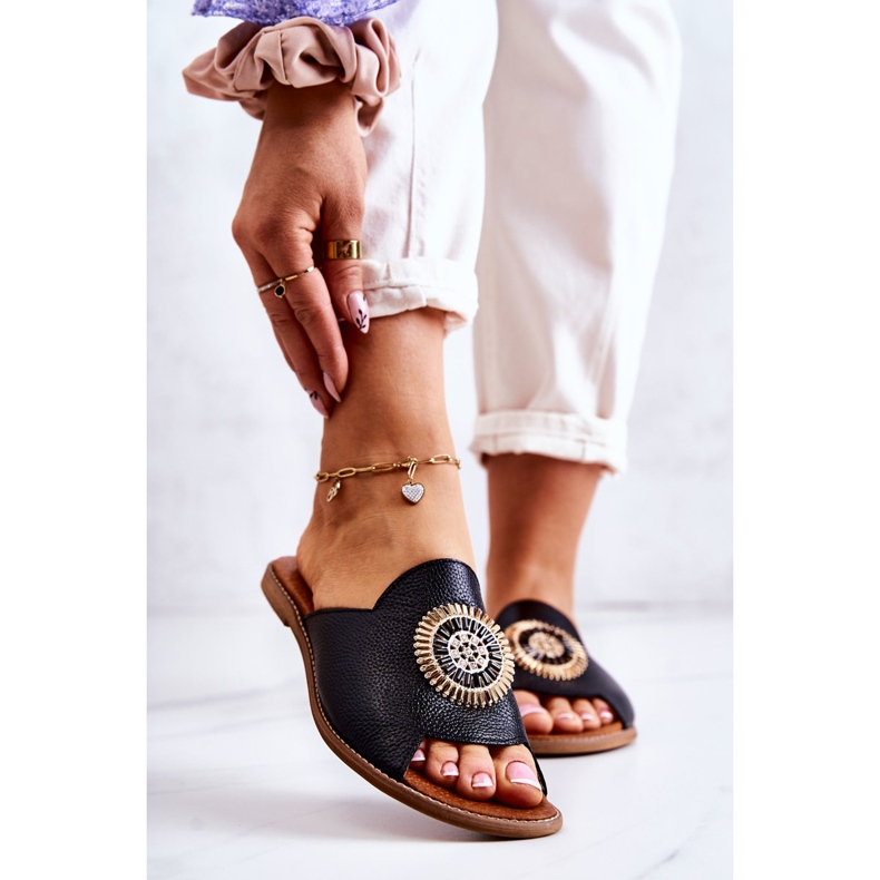 Lewski Shoes Kožené módní pantofle Lewski Boty 3132 / O Black černá 1