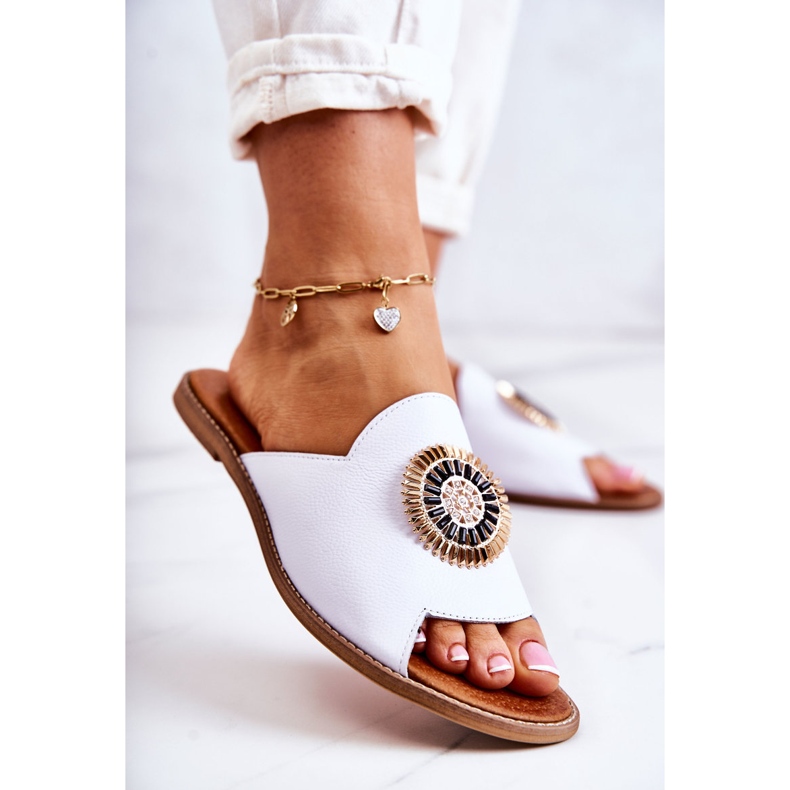 Lewski Shoes Kožené módní pantofle Lewski Boty 3132 / O White bílý 1