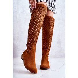 PA2 Semišové Boty S Prolamovaným Vzorem Zrzka Arinna hnědý 1