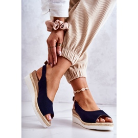 Dámské sandály na klínku Big Star JJ276046 tmavě modrá modrý 2 Dámské sandály na klínku Big Star JJ276046 tmavě modrá modrý 2