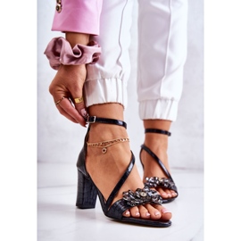 PA2 Dámské kožené sandály s krystaly černá Ramona 1