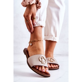 Kožené dámské pantofle Nicole 2735 Béžová béžový 1