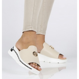 Kožené pantofle Filippo DK3872 / 22 Be beige béžový 1 Kožené pantofle Filippo DK3872 / 22 Be beige béžový 1