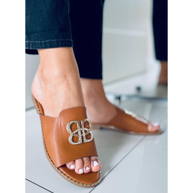 Dámské pantofle Inday Camel hnědý 2