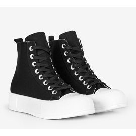 Černé tenisky na vysoké podrážce Natasha černá 1