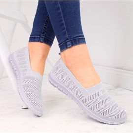 Šedé prolamované tenisky slip on Filippo W PAW219C 2