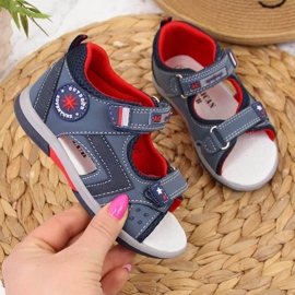 Sandály na suchý zip American Club Jr AM825A tmavě modrá námořnická modrá 1