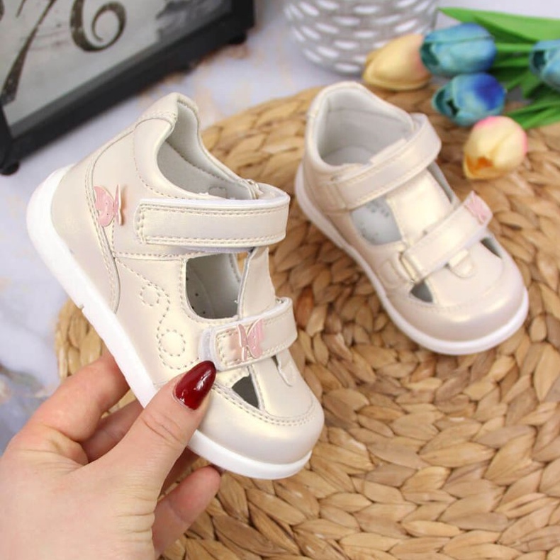 Prolamované boty na suchý zip American Club Jr AM892A zlatá zlatý 1