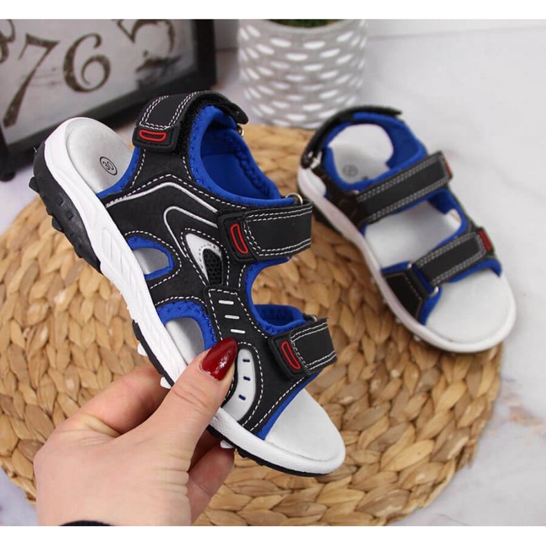 Sandály na suchý zip American Club Jr AM893A černé černá 1