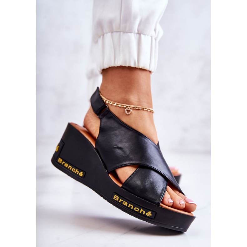 Vinceza Dámské sandály na suchý zip černý ohromující černá 2