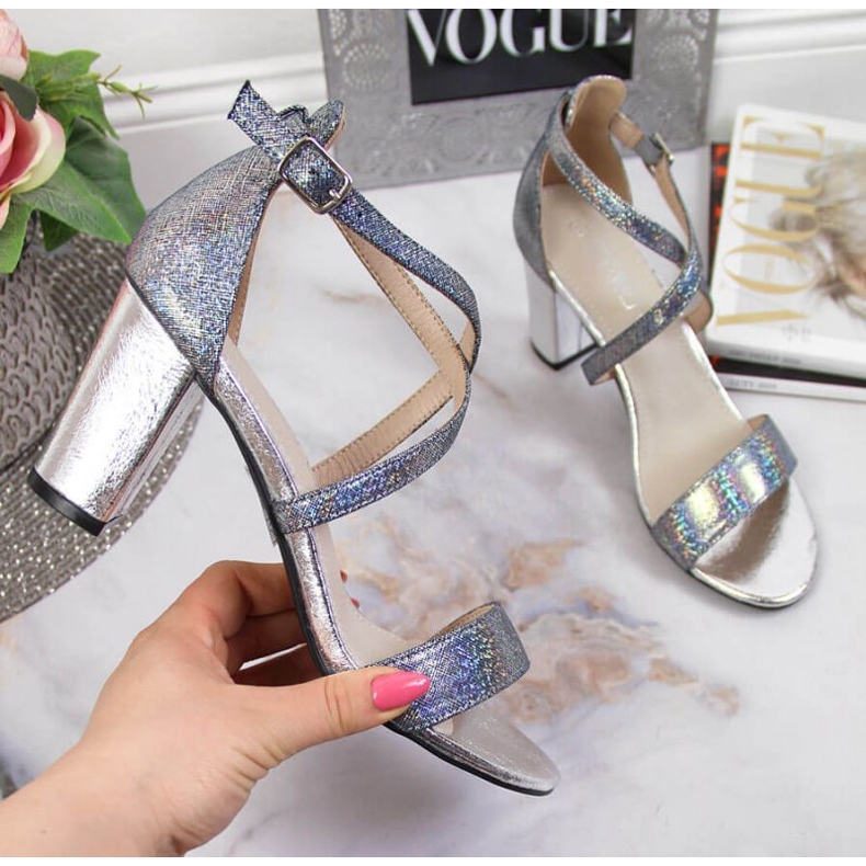 Sandály na sloupku Filippo W PAW355A stříbrné 1