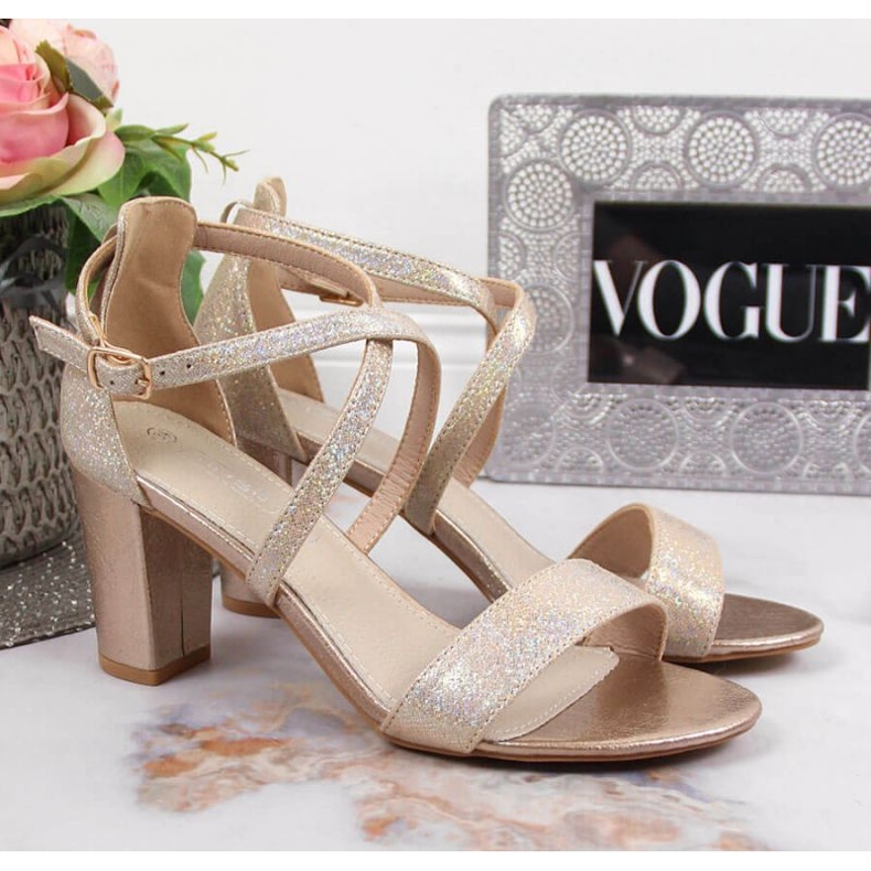 Zlaté sandály Filippo W PAW355B na sloupku zlatý 2