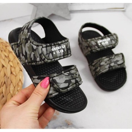 Pěnové sandály na suchý zip American Club Jr AM881A camo zelená 1