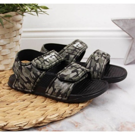 Pěnové sandály na suchý zip American Club Jr AM881A camo zelený 2