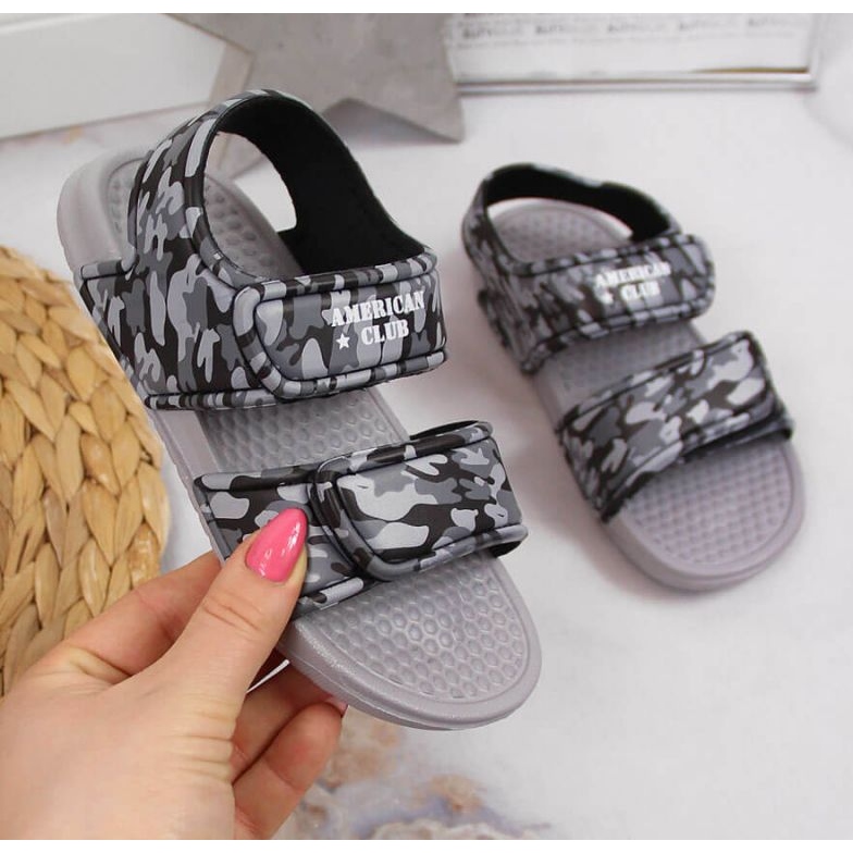 Pěnové sandály na suchý zip American Club Jr AM881B šedé 1