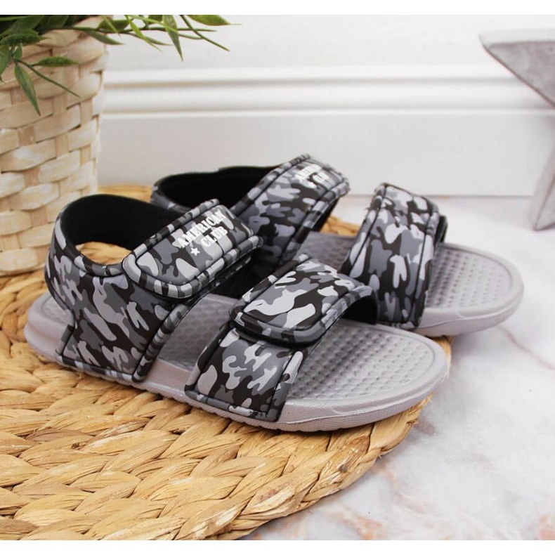 Pěnové sandály na suchý zip American Club Jr AM881B šedé 2