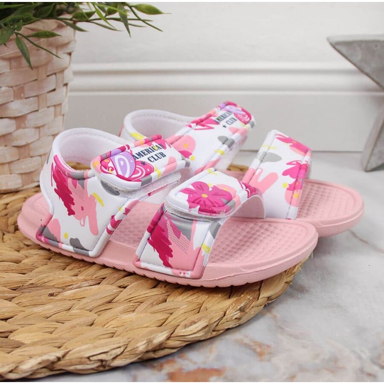 Pěnové sandály na suchý zip American Club Jr AM882A růžové růžový 2