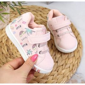 Sportovní boty na suchý zip American Club Jr AM883A růžové růžový 1