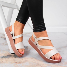 Isostar Zaxy W JJ285053 krémové římské sandály z gumy béžový ecru 2