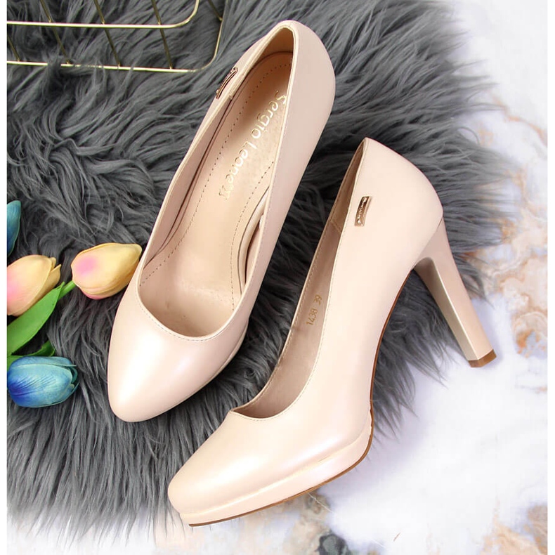 Lodičky na perleťově světle béžové platformě Sergio Leone béžový 2