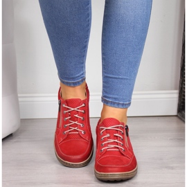 Kožené dámské boty na zip červené Helios 357 1