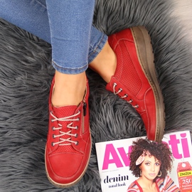 Kožené dámské boty na zip červené Helios 357 2