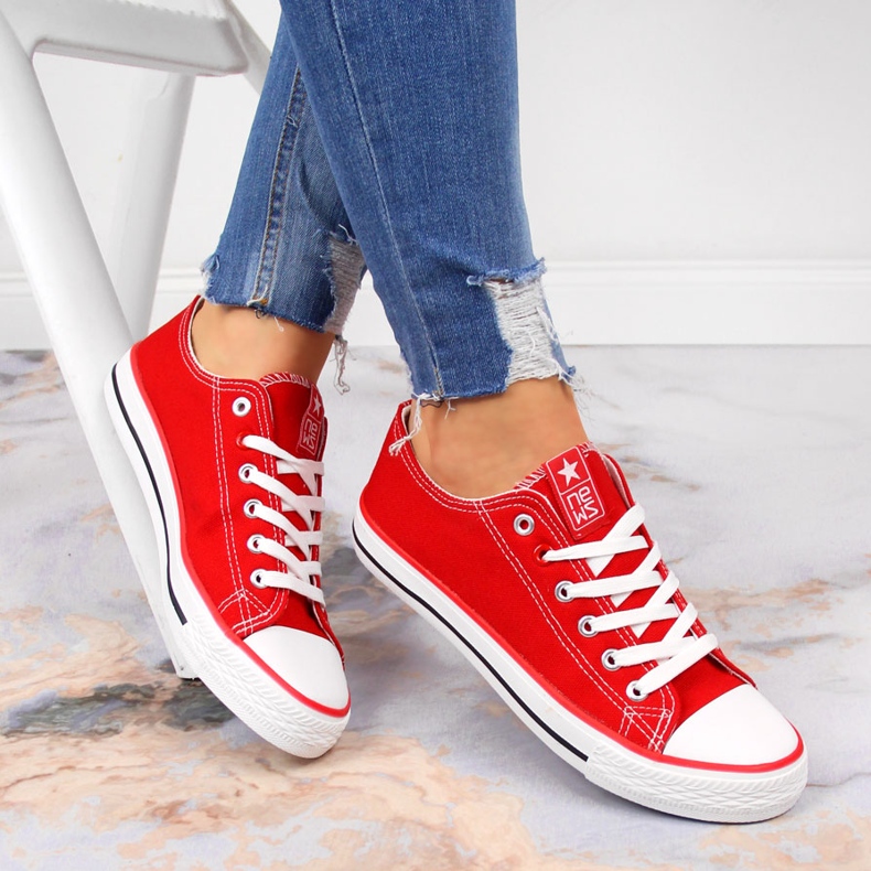 News Červené textilní nízké tenisky NOVINKA 1