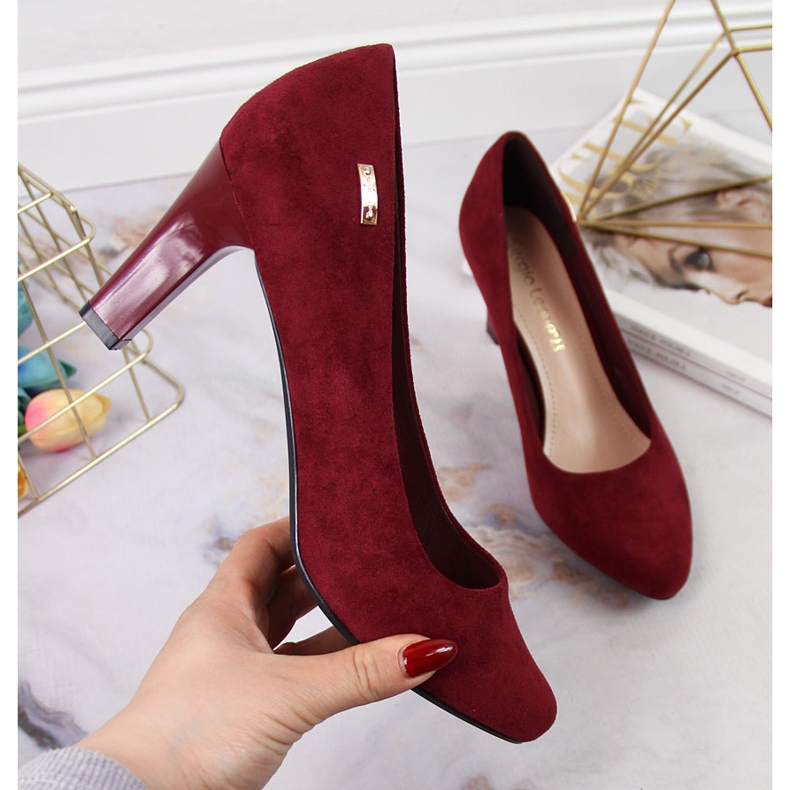 Sergio Leone vínové semišové lodičky červené 1