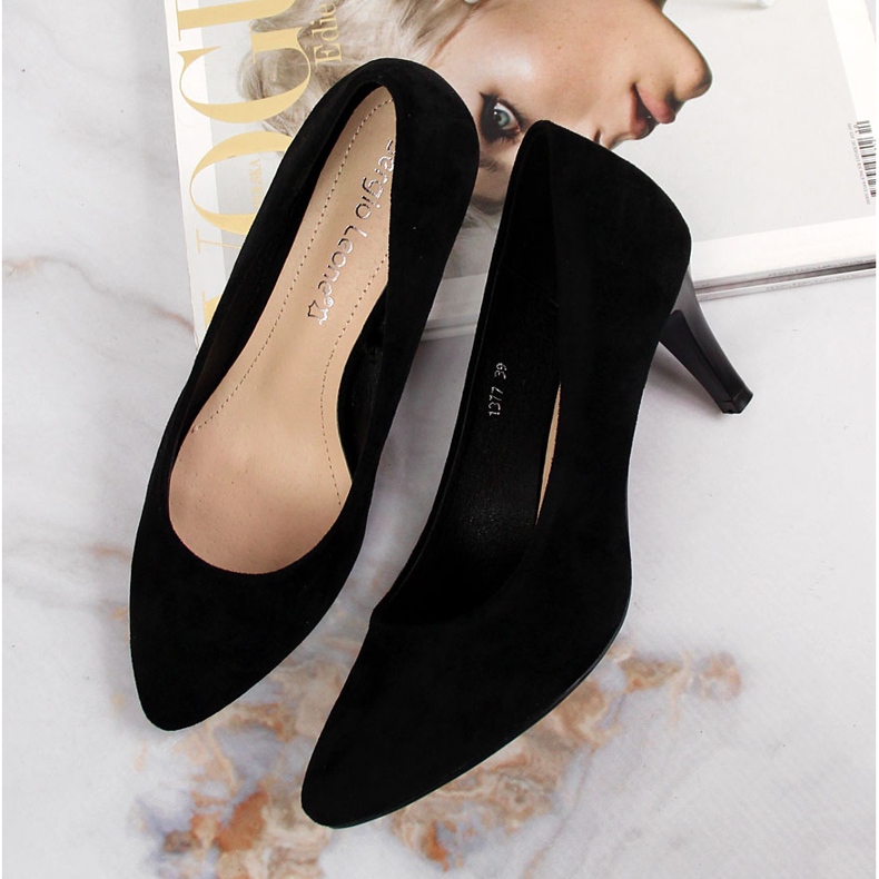 Černé semišové lodičky Sergio Leone černý 1