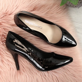 Lodičky na černém patentu Sergio Leone jehlové černý 2