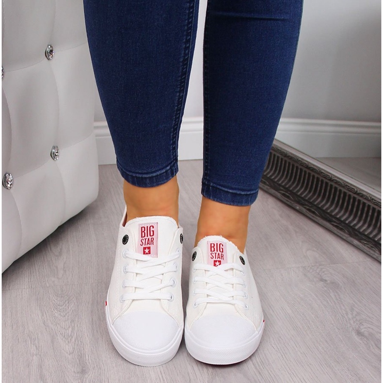 Nízké bílé textilní tenisky Big Star FF274087 bílý 2
