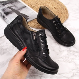 Kožené dámské boty na zip černé Helios 357 černý 2